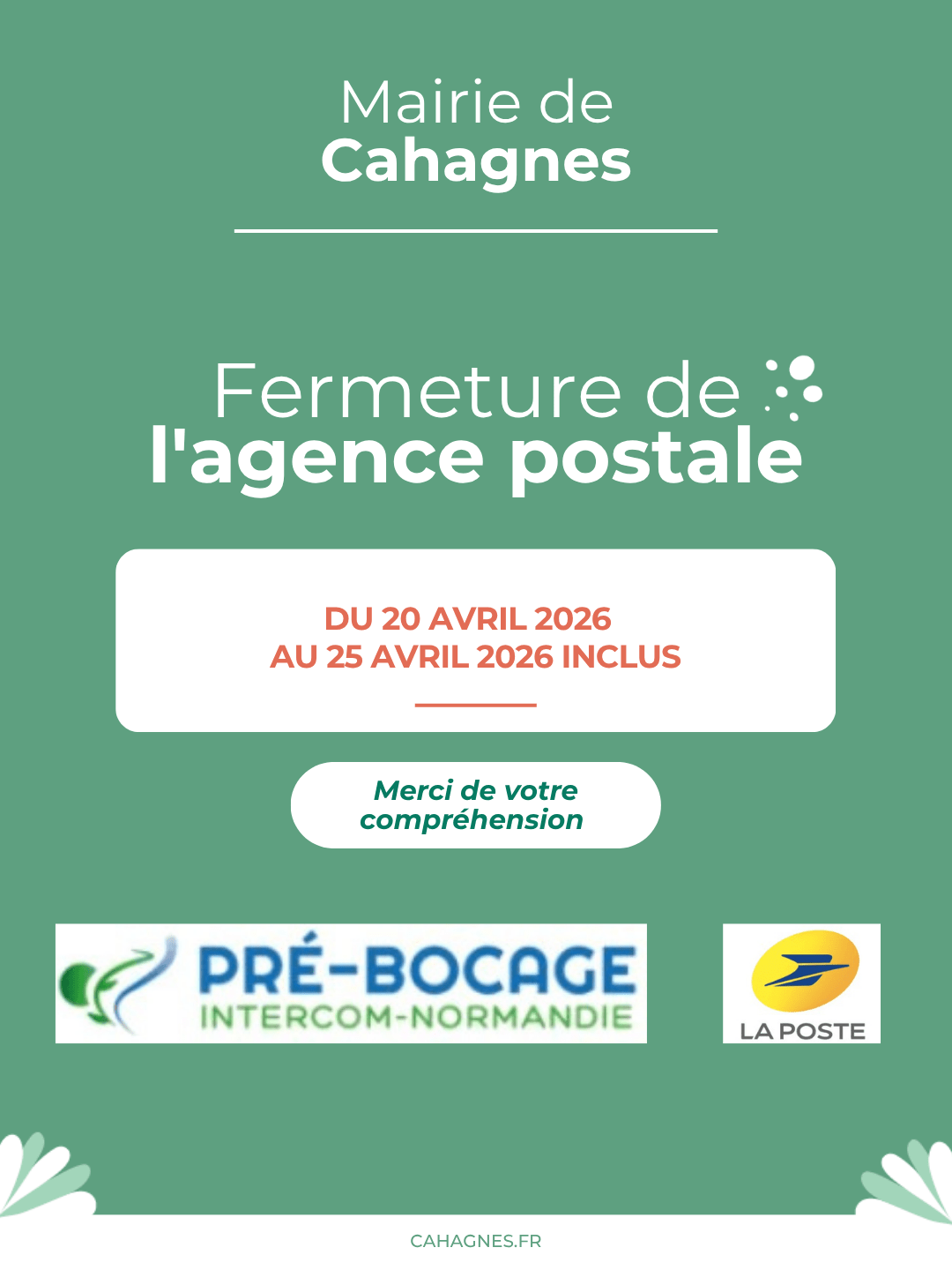 Fermeture Agence Postale